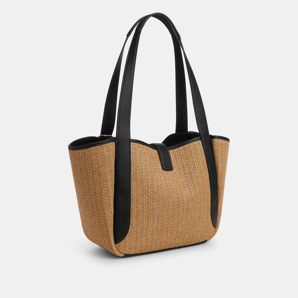 Coach Straw Hadley Turnlock Tote Bag - Picture 8 of 10